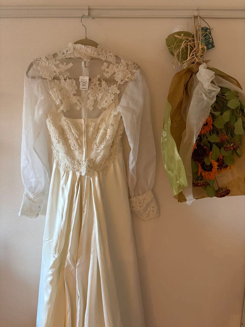 アイボリー レース装飾 ドレス　ヴィンテージドレス