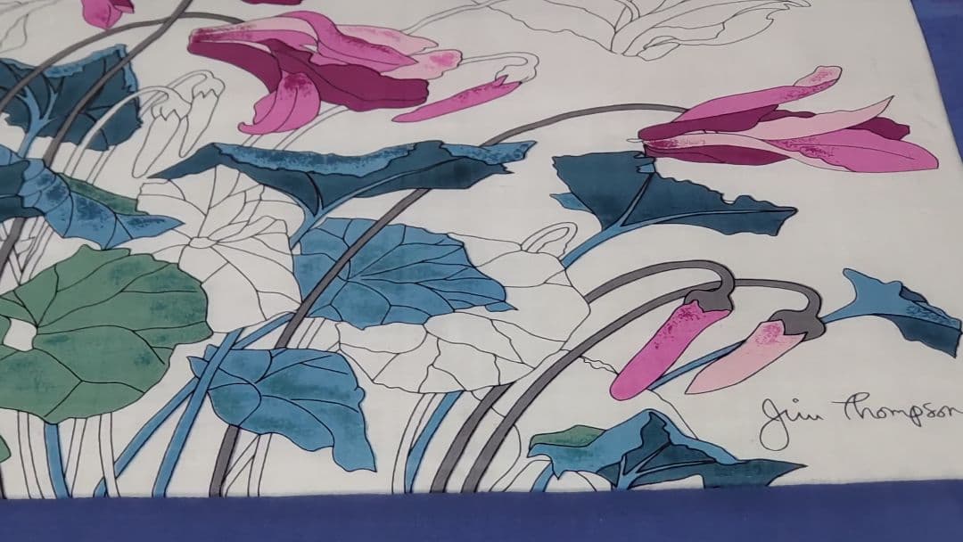 ★最終価格 ジムトンプソン タイシルク クッションカバー 額装 57cm 花柄