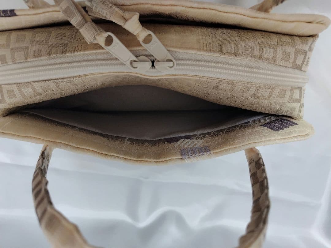 生成り　源氏香 利休バッグ　和装バッグ