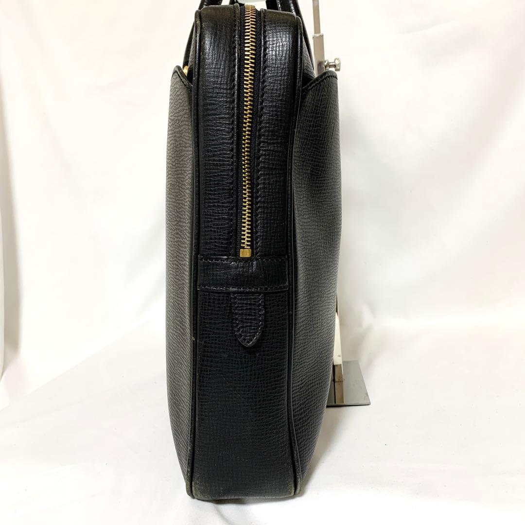 良品✨ バーバリー ヴィンテージチェック　ビジネスバッグ　シボ革　ブラック