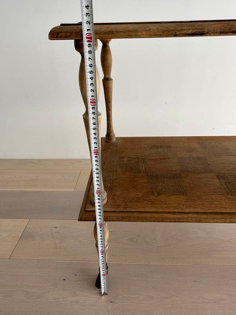 木製アンティーク2段式 キャスター付きワゴン　フランスアンティーク