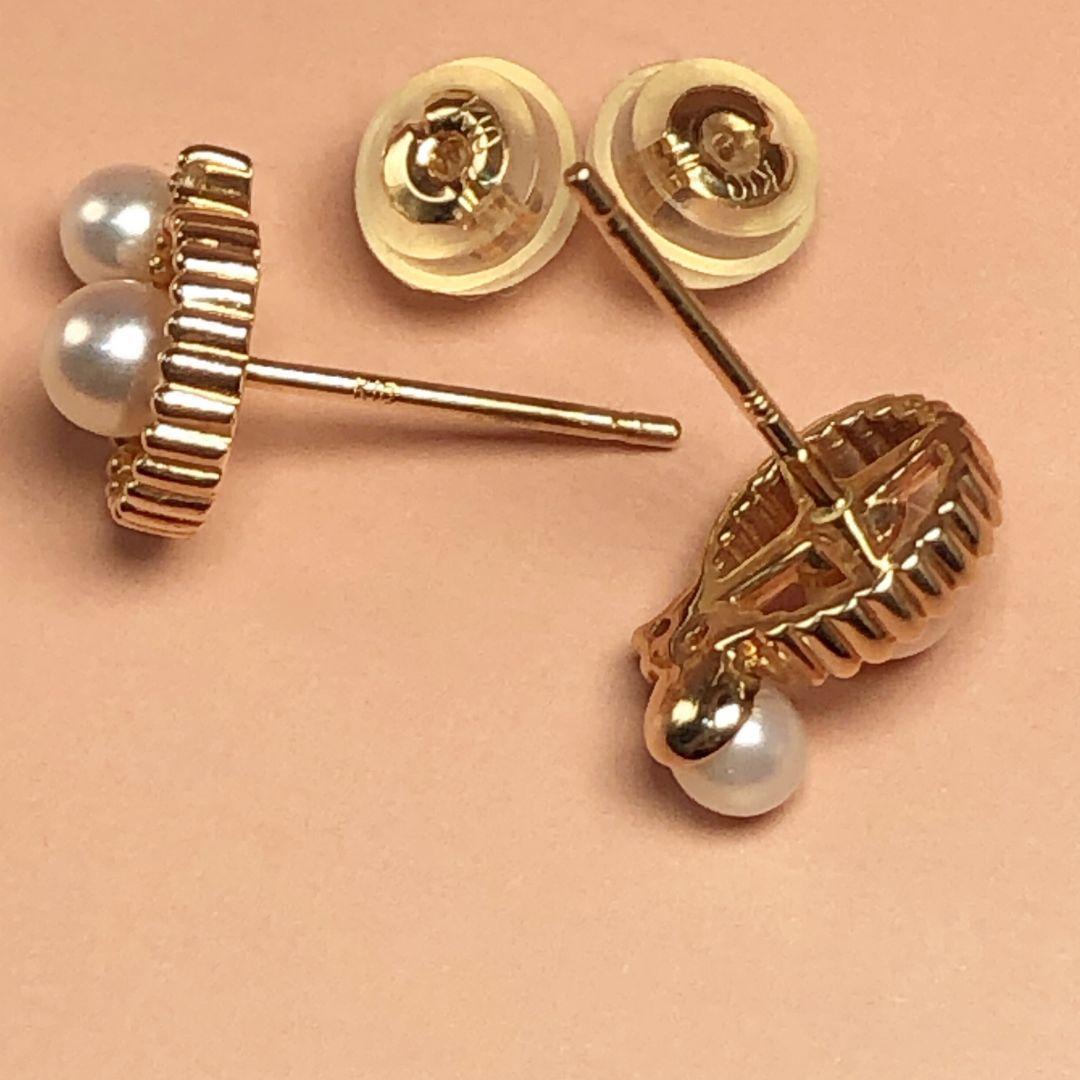 K10 YG イエロー ゴールド パール ダイヤ ピアス 10金 (32)