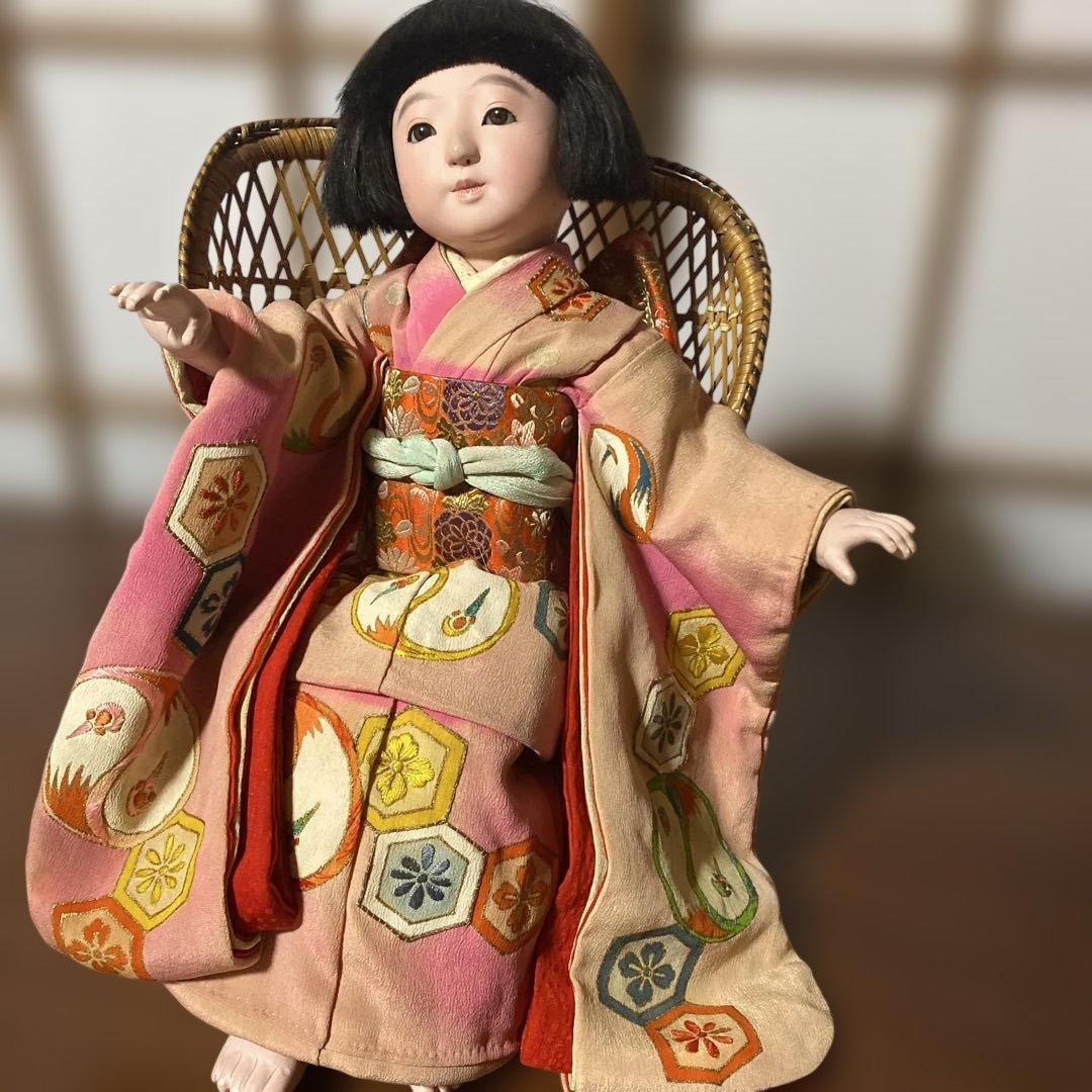 市松人形　希少　☆ほまれ人形☆　自由人形　４５ｃｍ　まつげ みつおれ　樫村瑞観？