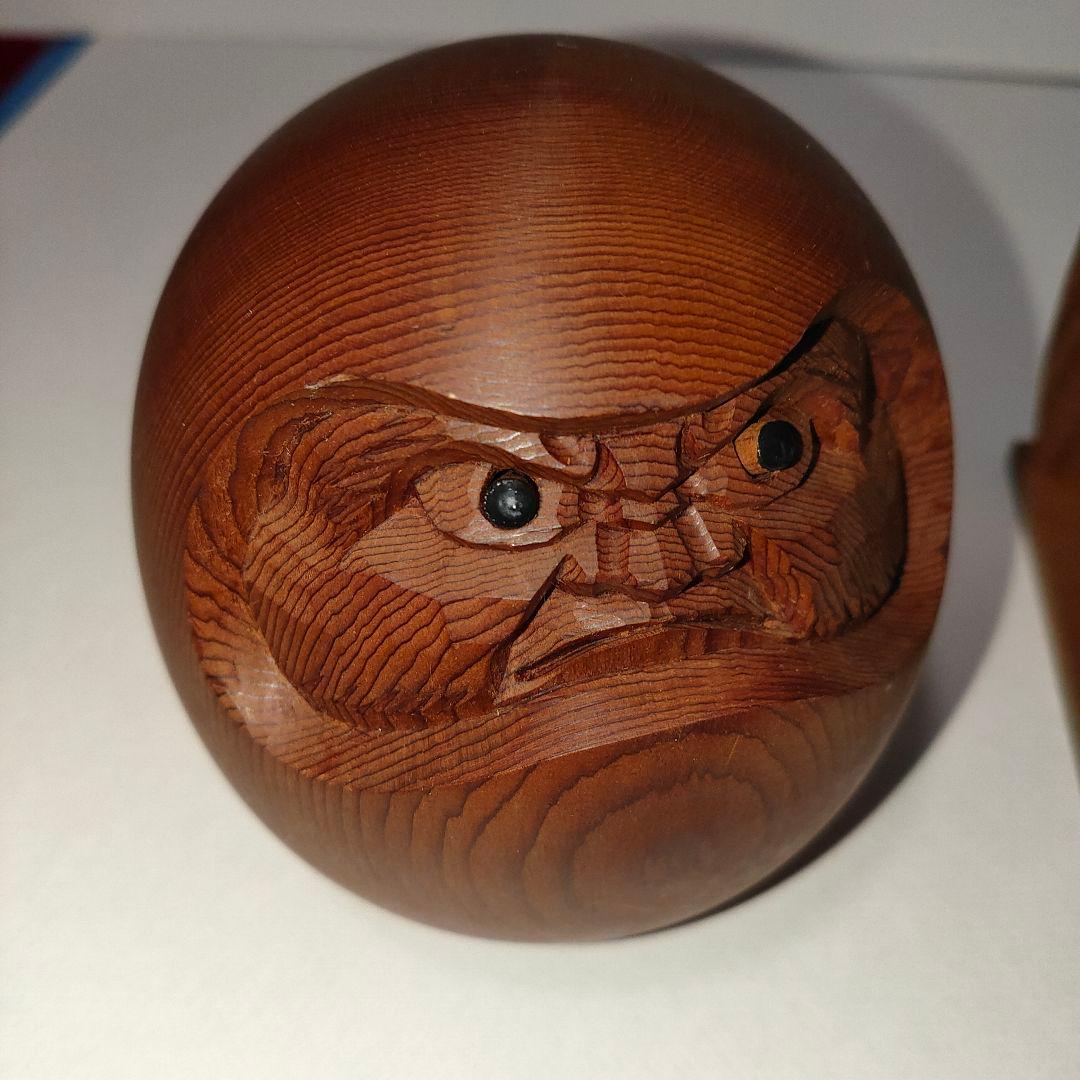 木彫り目出し達磨★一位一刀彫★台付
