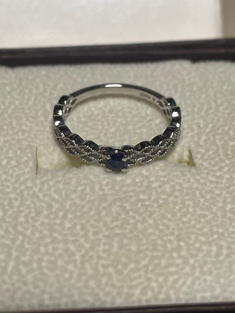 PT900 サファイア レースデザインリング