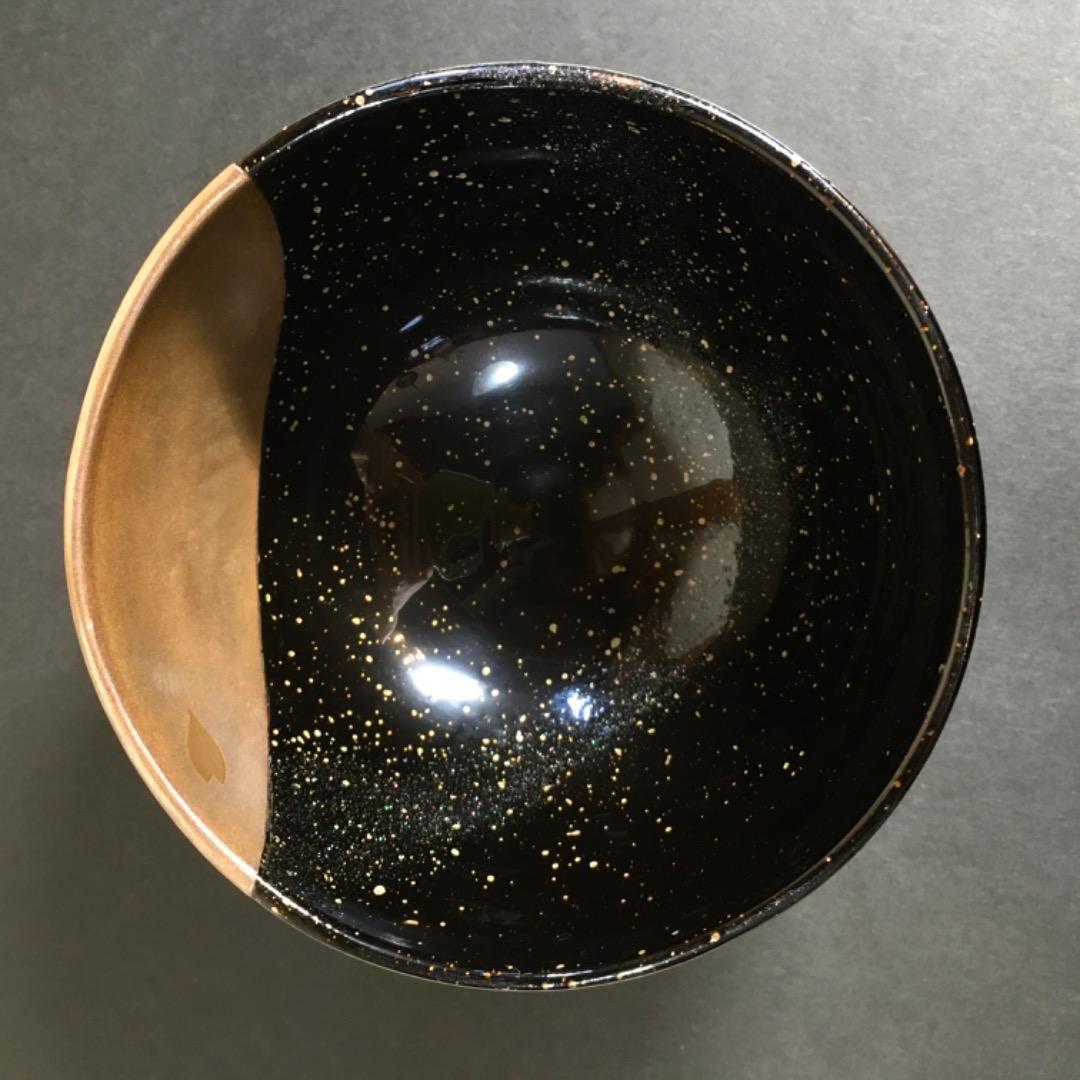 【三代目春斎】前端春斉 雪月花 陶漆漆器 茶碗 陶器