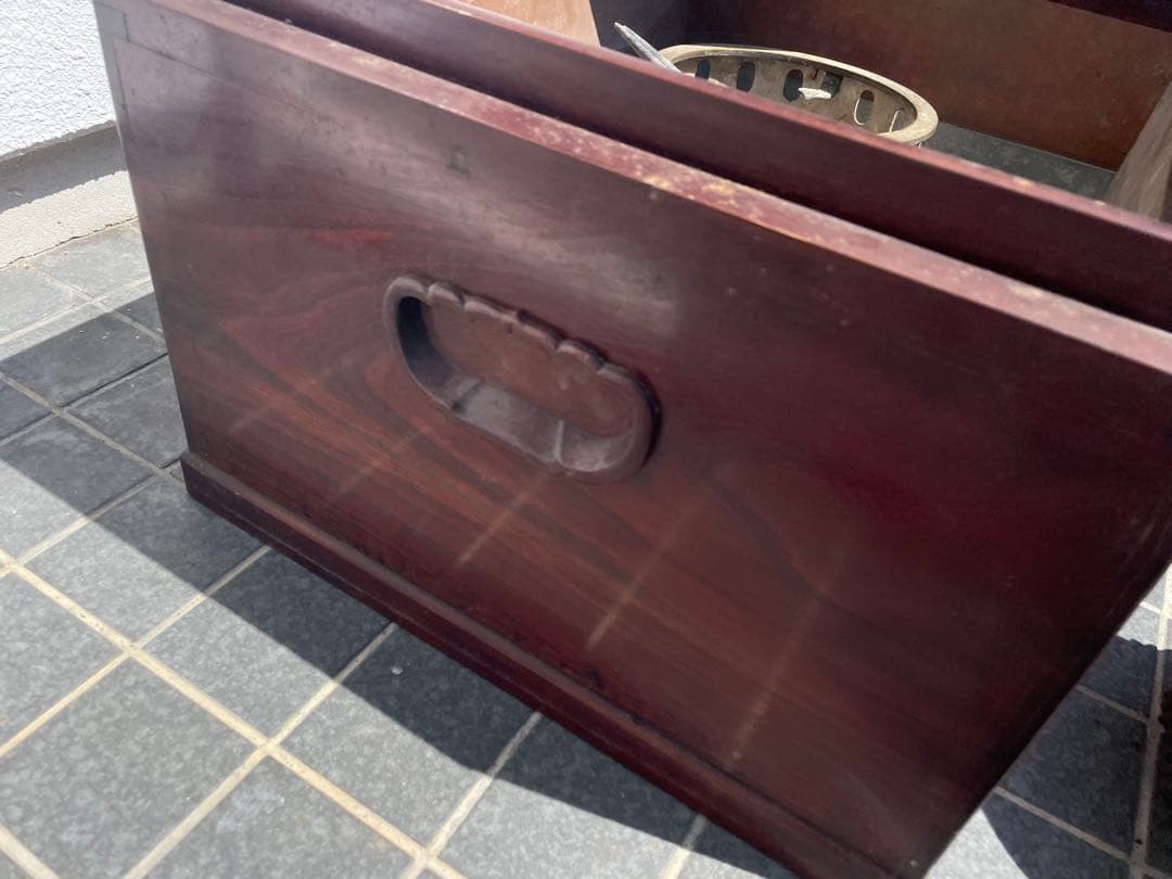 アンティーク　長火鉢　五徳　火箸　鉄瓶　古民具　灰付き　骨董　昭和レトロ　囲炉裏