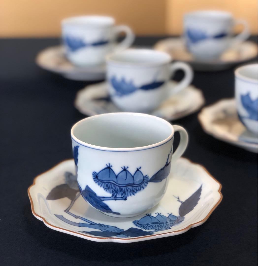 ❗️割引《R》有田焼 染付 栗絵 碗皿5客組 源右衛門作 共箱　250901G5