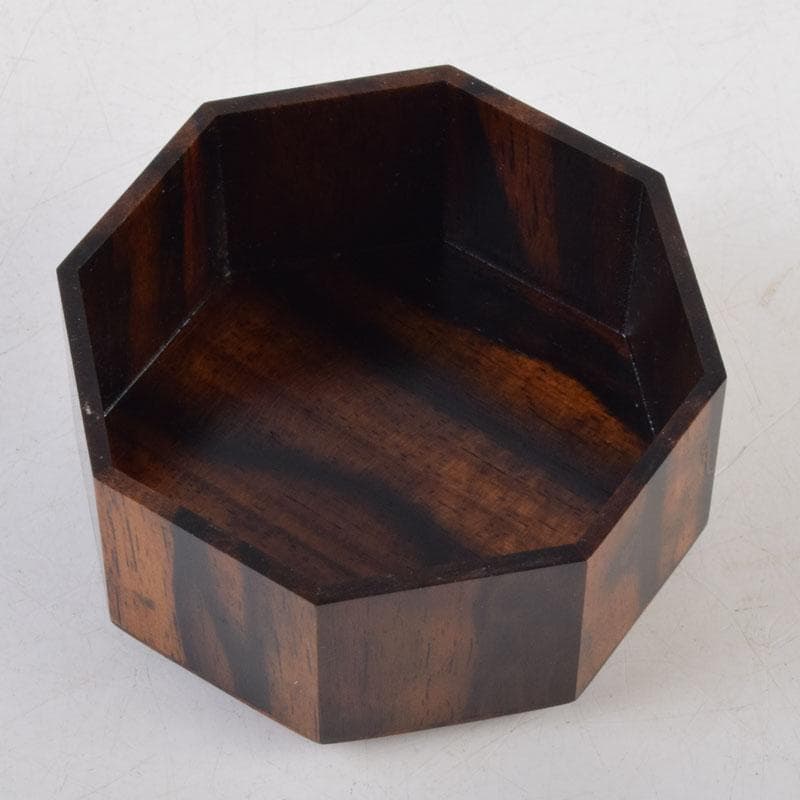 はな　茶道具　山下泰園作　黒柿製　早蕨蒔絵　八角茶器　共箱　V　8560