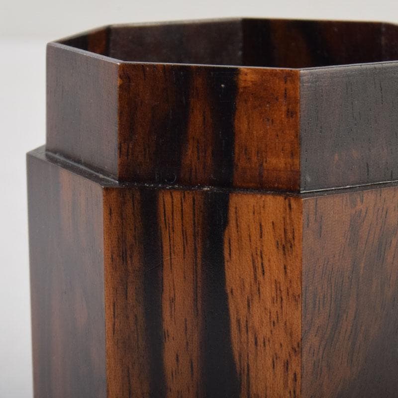 はな　茶道具　山下泰園作　黒柿製　早蕨蒔絵　八角茶器　共箱　V　8560