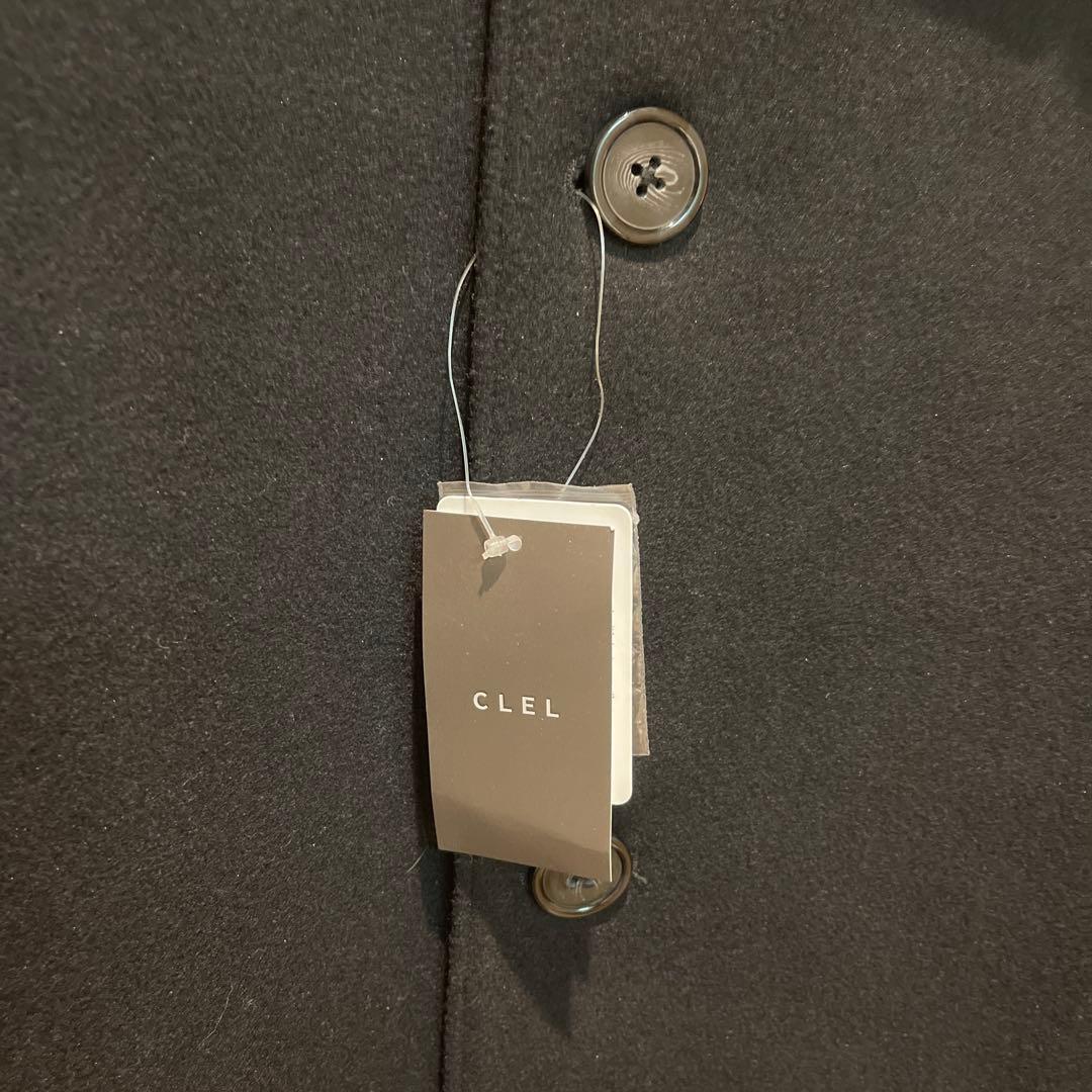 【完売品】CLEL ウールブレンドテックメルトンステンカラーコート XSブラック