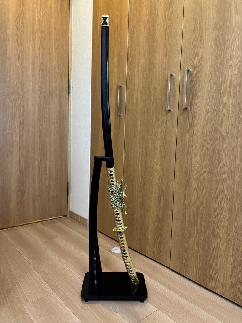 吉祥登竜門陣太刀 【美品】観賞用 模造刀 日本刀 鯉 スタンドセット 掛け台付き