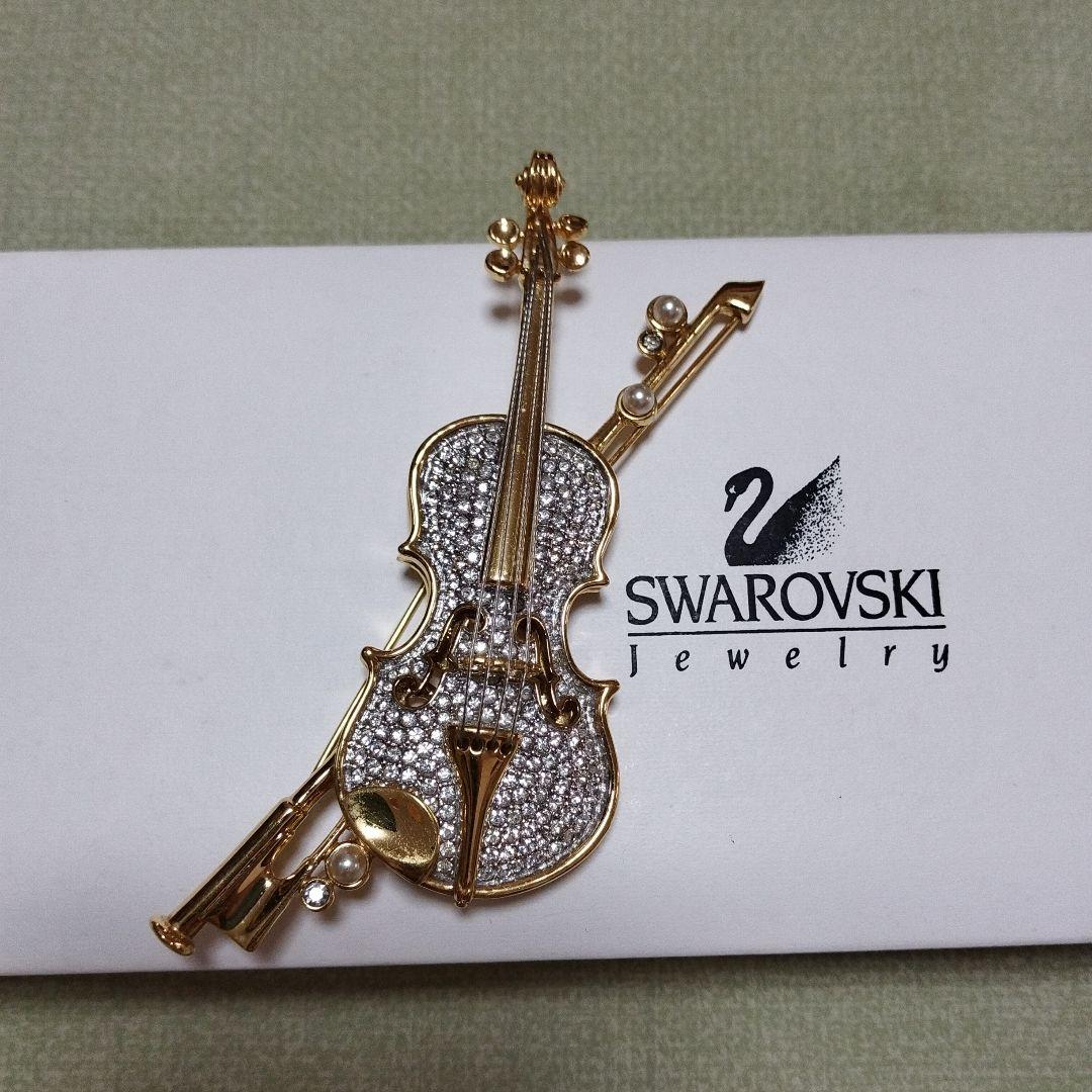スワロフスキー　バイオリン　ブローチ