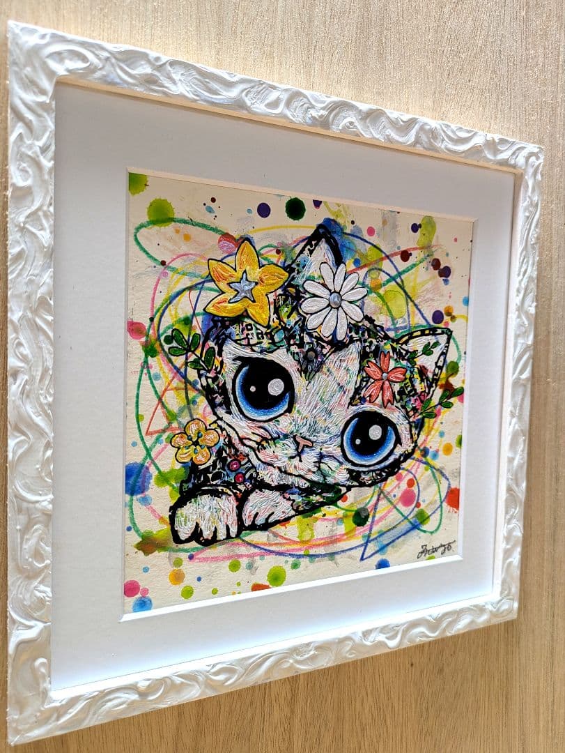 早い物勝ち！スイカ大手作り額付きマットあり　title「君だけのニャンコ」