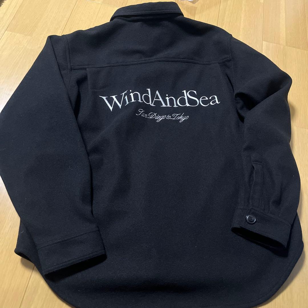 ウィンダンシー WIND&SEA L ロゴ 刺繍 厚手 シャツジャケット 羽織