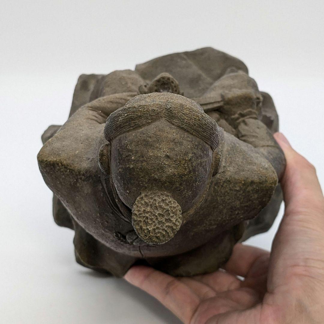 岡本碧山 備前焼 桃太郎像 陶像 細工物 置物 縁起物 陶器人形 インテリア