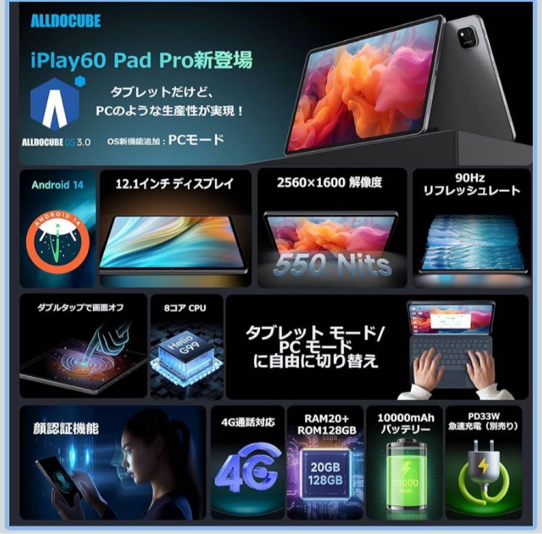 新品ALLDOCUBE iPlay60Pad Pro 12.1インチ128GB