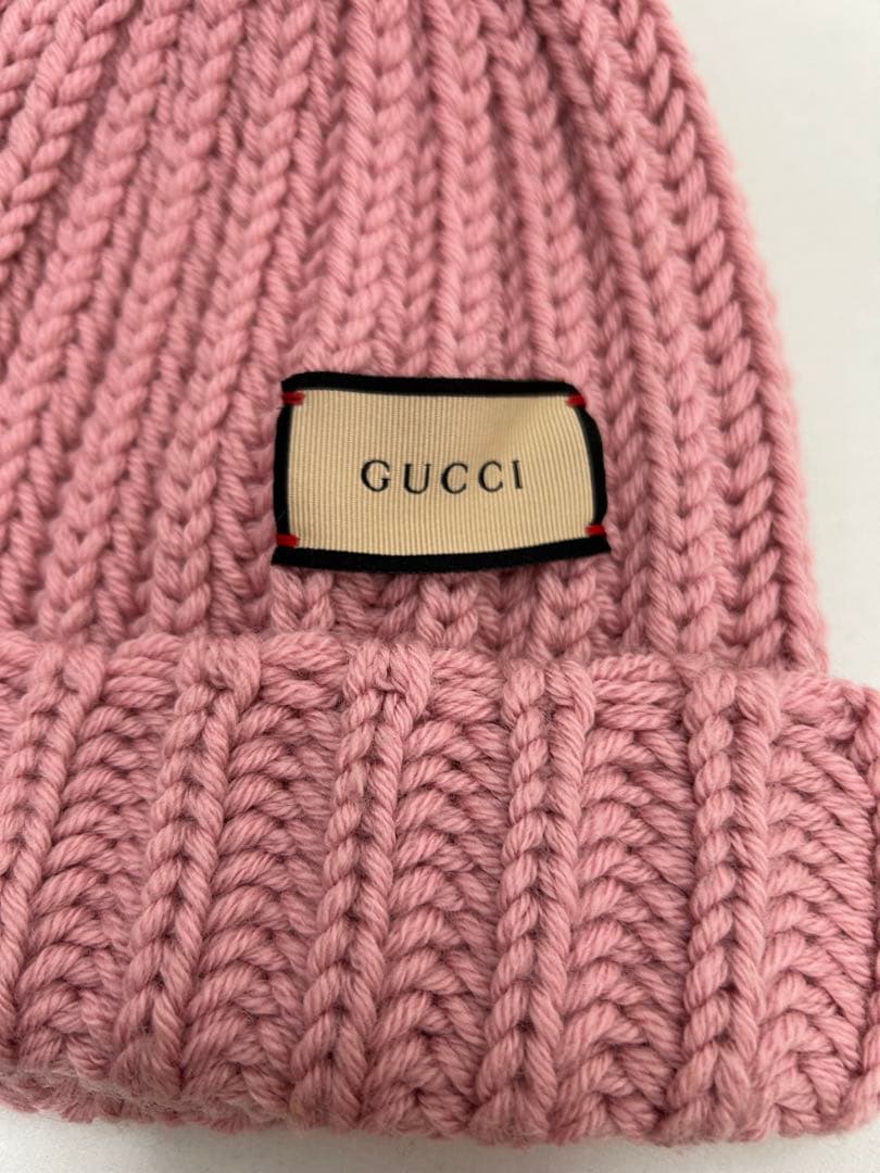 グッチ GUCCI ラベル付きニット帽ビーニー