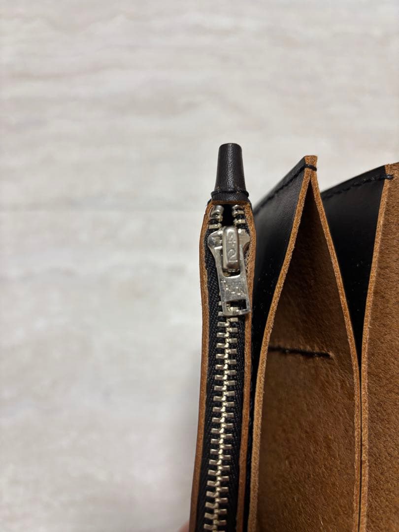 ロングトラッカーウォレット　三層　茶芯　レザークラフト　ハンドメイド