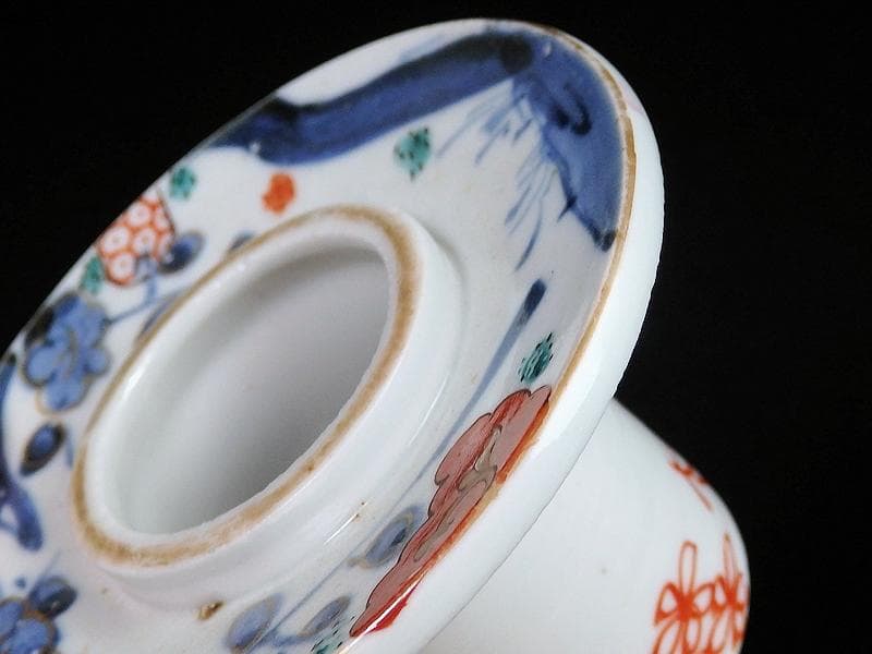 古伊万里　染錦　流水に梅の図　盃台　D194AS-BTs