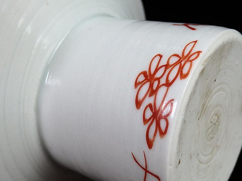 古伊万里　染錦　流水に梅の図　盃台　D194AS-BTs