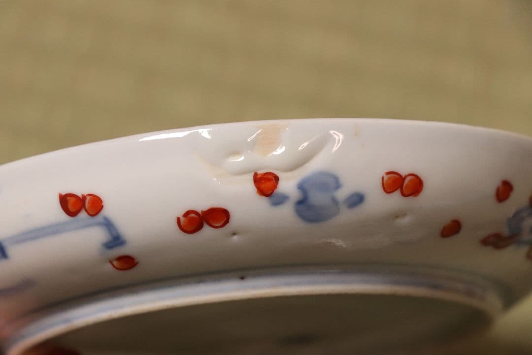 【CM48】古伊万里 色絵 五寸皿 四客 中皿 金彩 錦手 柘榴 花篭 草花