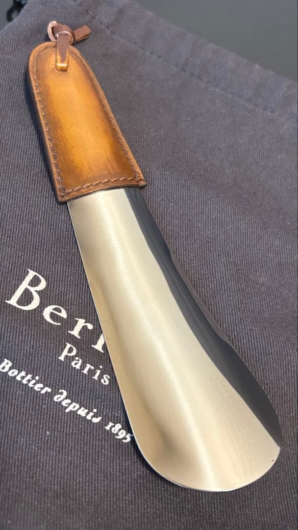 Berluti シューホーン 靴べら レザー ブラウン シルバー
