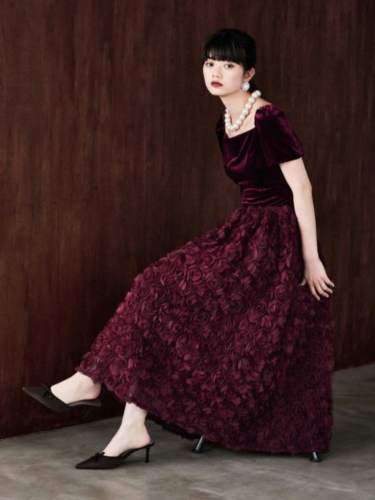 結婚式二次会パーティドレス バーガンディ ワインレッド オケージョン 新年会