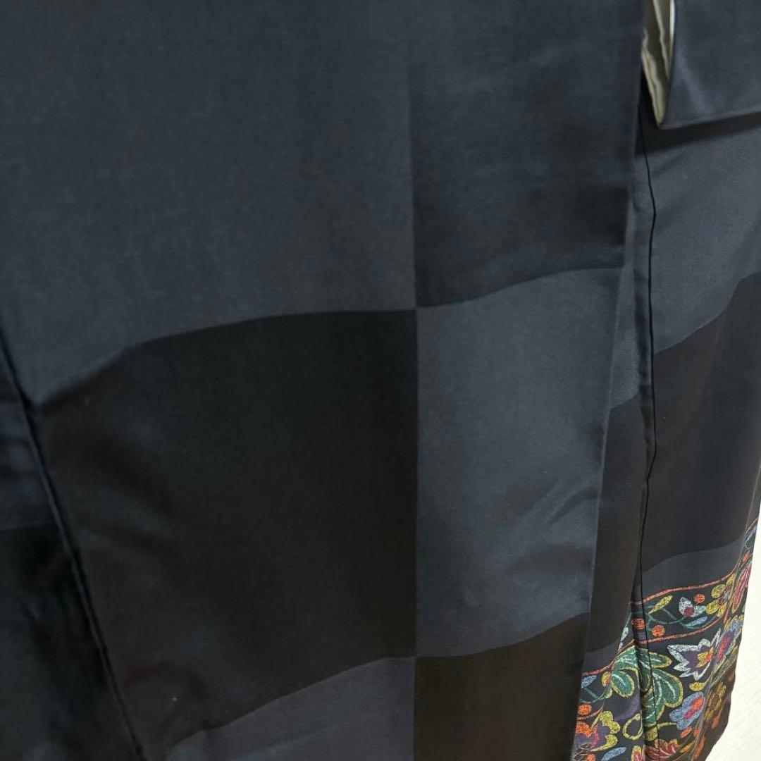 【振袖】 個性的な花模様 市松紋様 着物 袷 小振袖 身丈約159cm