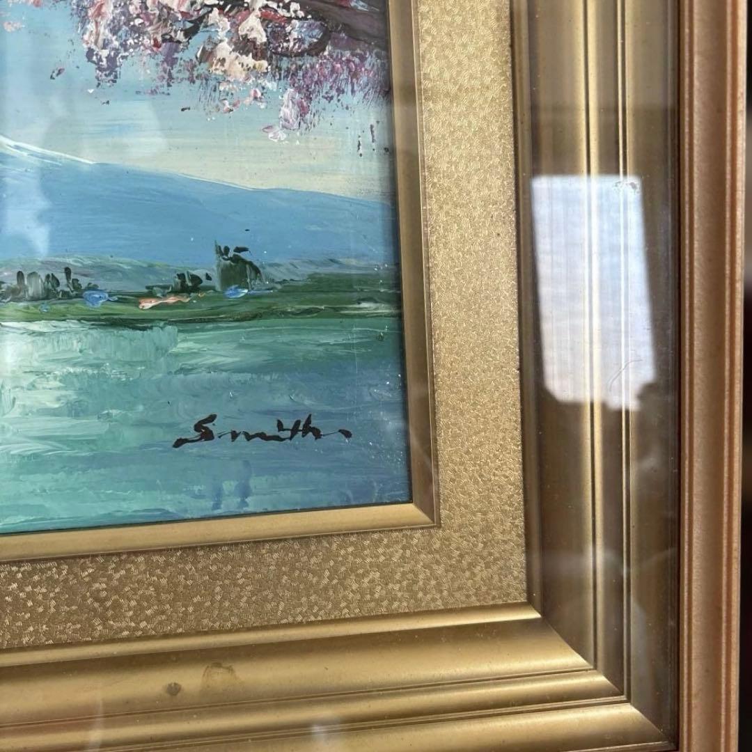 富士山と桜 油彩画“冬天到了，春天还会远吗？”