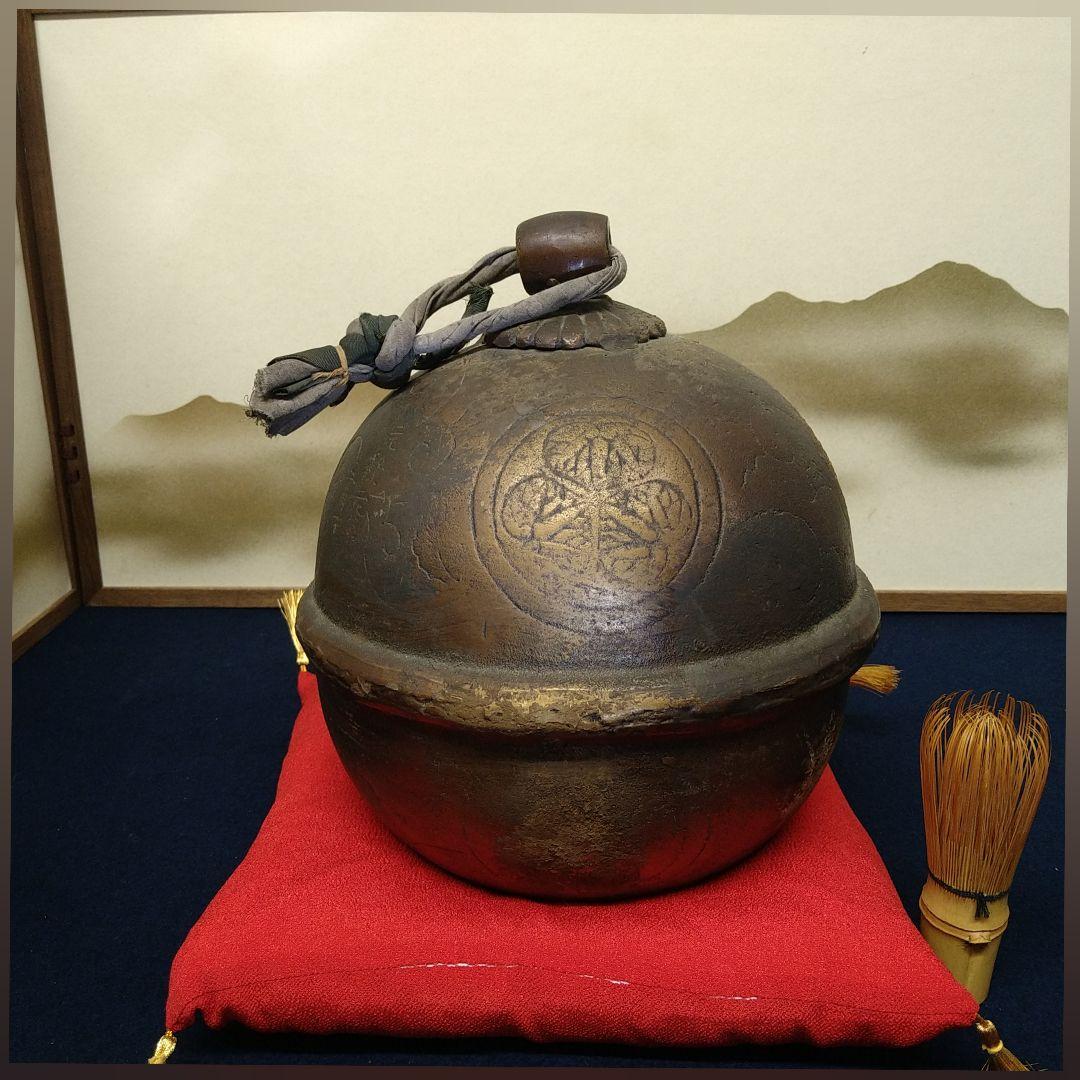 AE30 時代物 東照宮 大鈴 徳川家康 三葉葵紋 元禄元年 神社寺院 座布団付