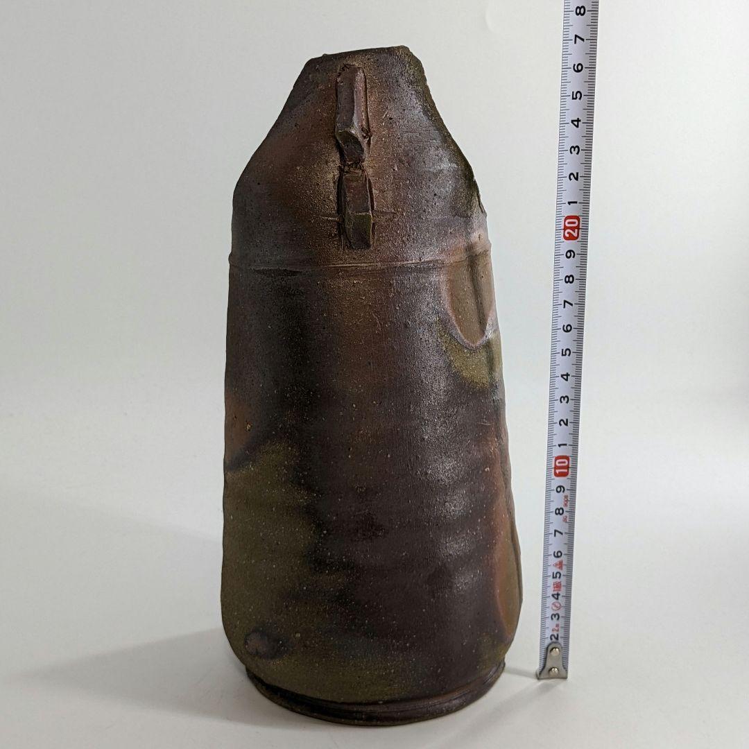 岡山県重要無形文化財 金重晃介 備前焼 耳付花入 合箱 花瓶 花器 置物 華道具