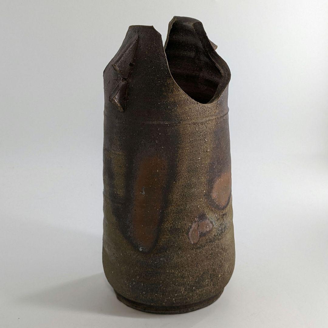 岡山県重要無形文化財 金重晃介 備前焼 耳付花入 合箱 花瓶 花器 置物 華道具