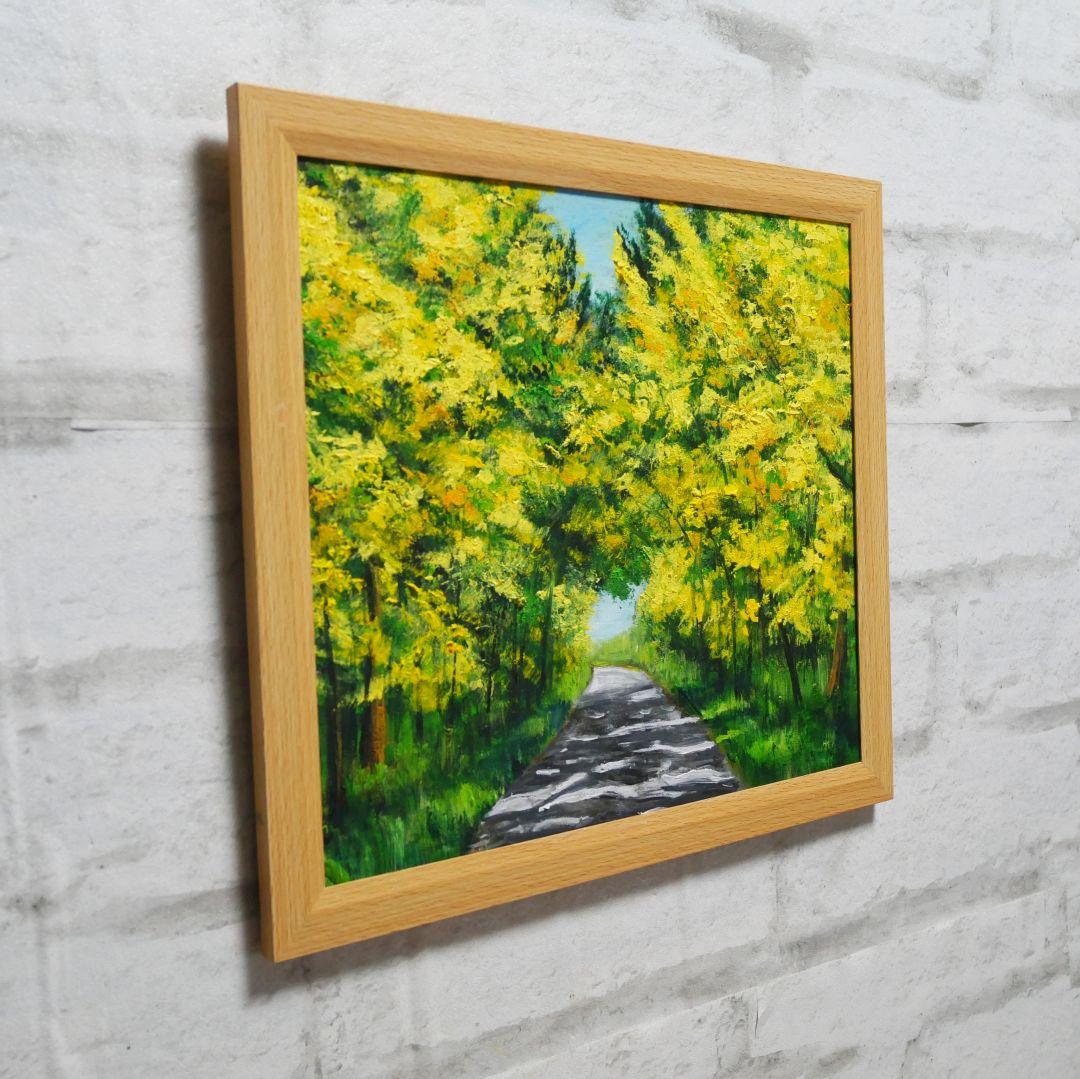 油絵 油彩 油彩画 絵 絵画 【ミモザのトンネル】