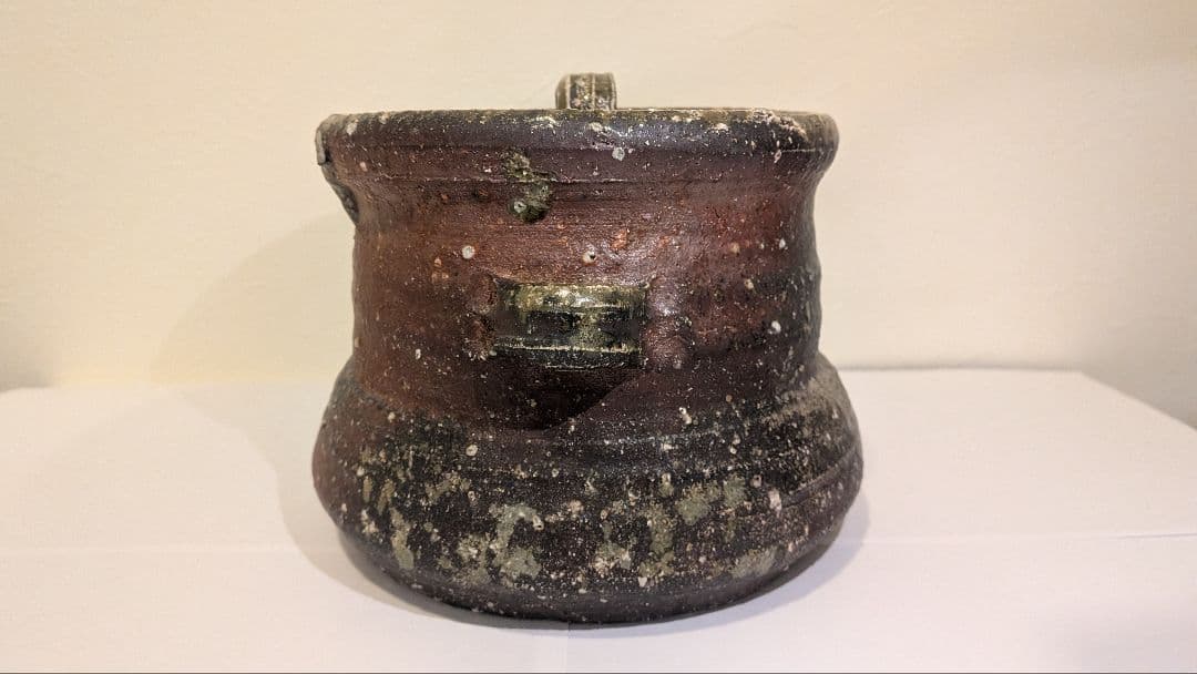 『丸田宗彦』耳付　朝鮮唐津水指　内田皿屋窯　茶道具　共箱共布栞略歴冊子