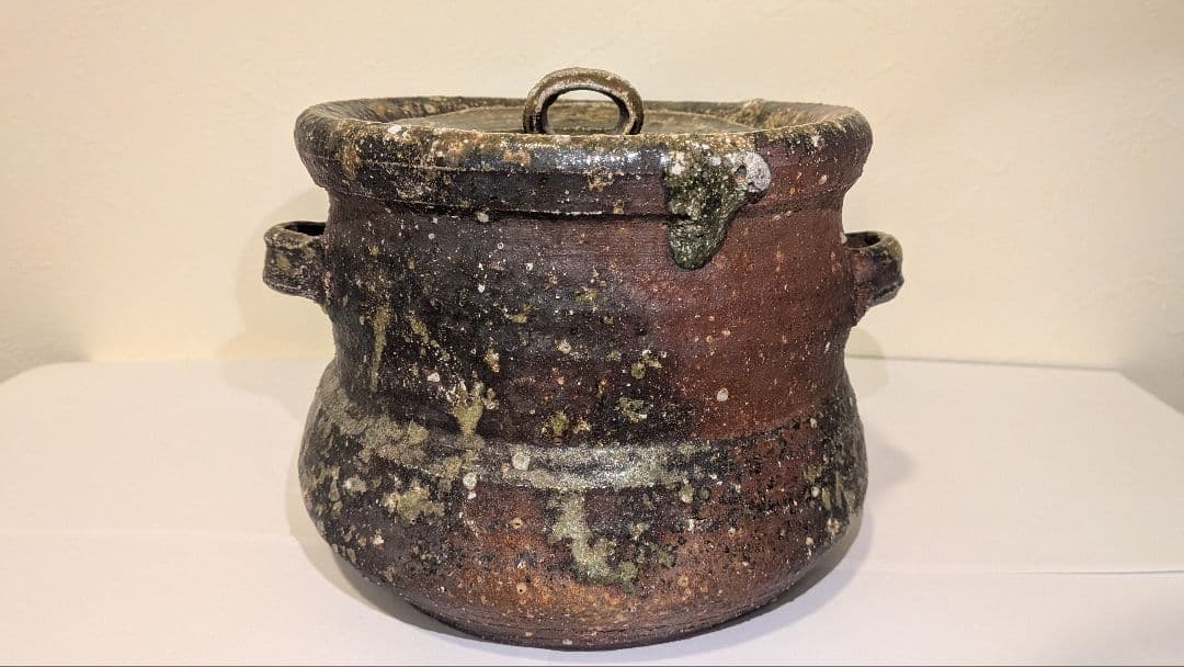 『丸田宗彦』耳付　朝鮮唐津水指　内田皿屋窯　茶道具　共箱共布栞略歴冊子