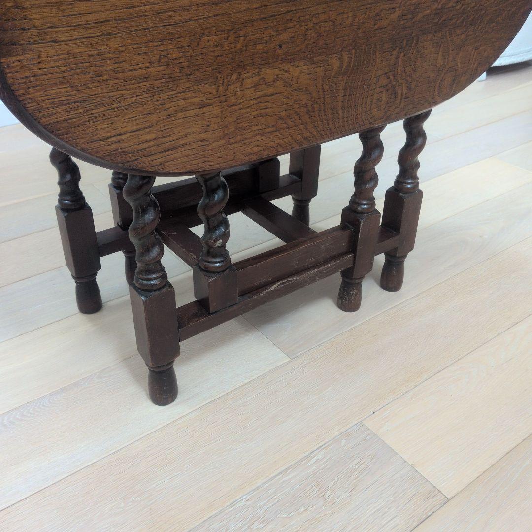 イギリスアンティーク　ゲートレッグテーブル　ダイニングテーブル　ツイストレッグ
