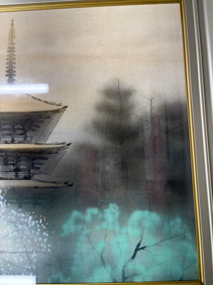 「醍醐の桜」　佐藤隆良　絵画　日本画　風景画　額装　共シール　箱袋有り