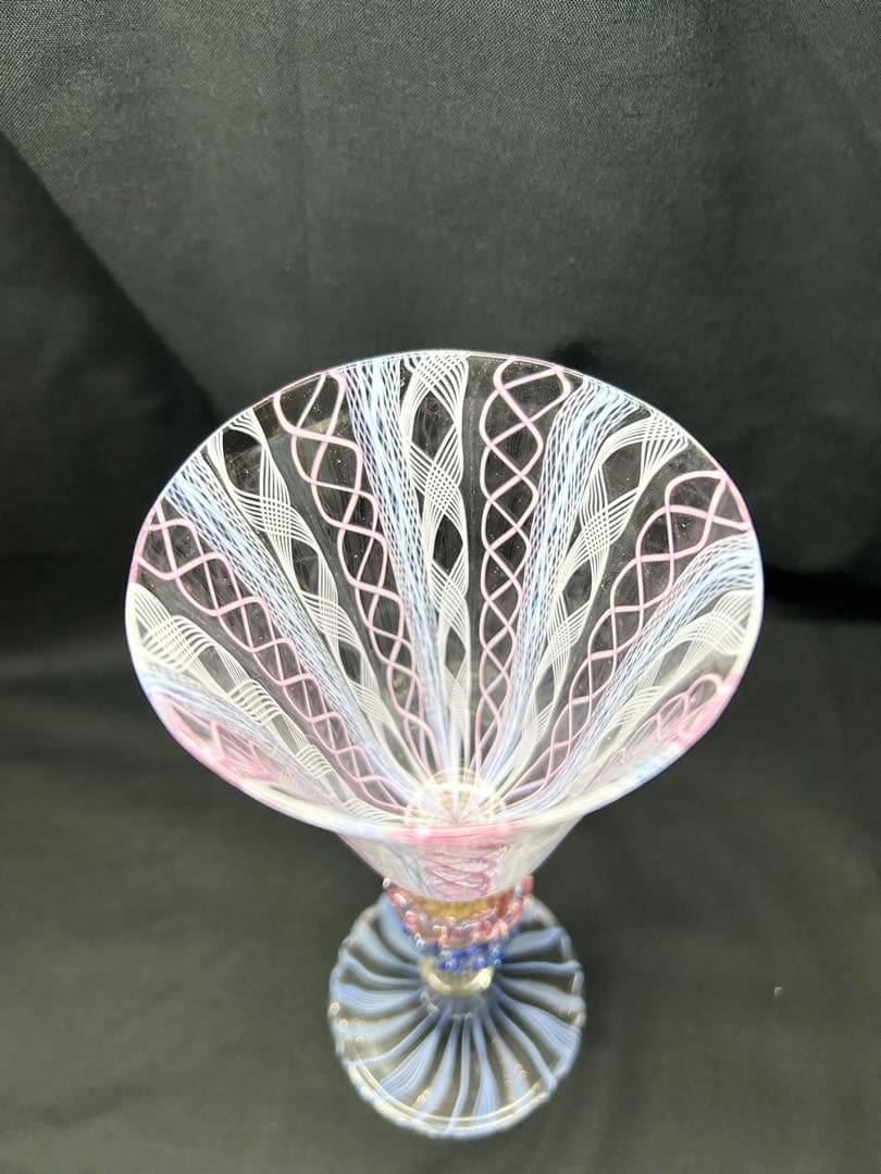 ベネチアングラスSeguso製レース柄ヴィンテージ品　未使用品