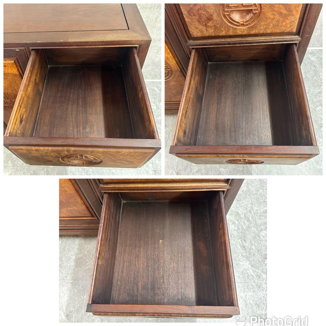 重厚な存在感　中国家具 花梨材 唐木 サイドテーブル 無垢 高級飾り家具