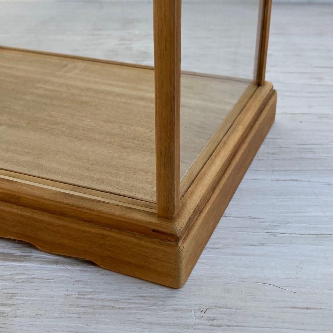 古い木製 小振り ガラスケース 2段 卓上ショーケース 扉なし