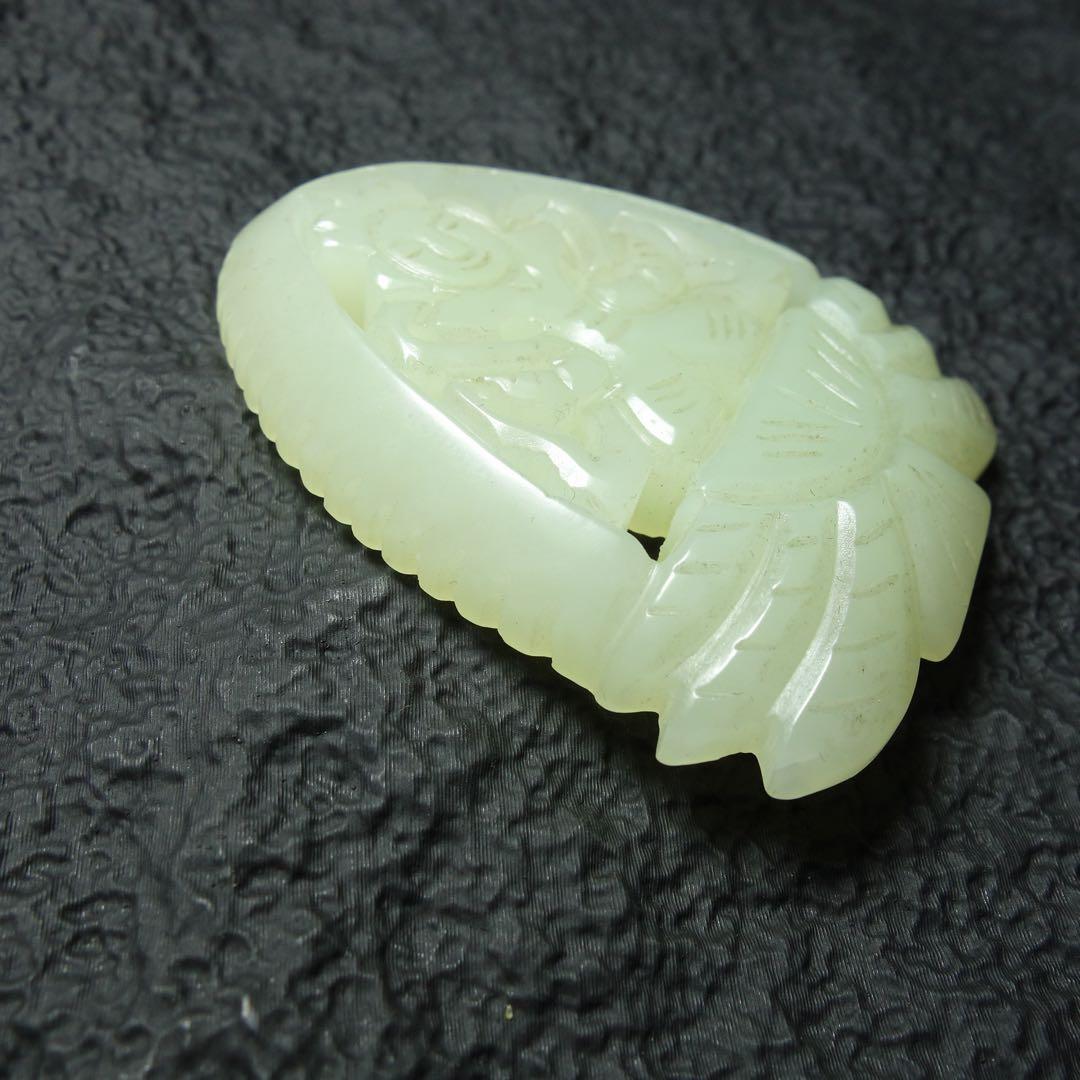 清時代 和田玉 玉牌 古玉 中国美術 天然石 彫刻 時代物 C1A144