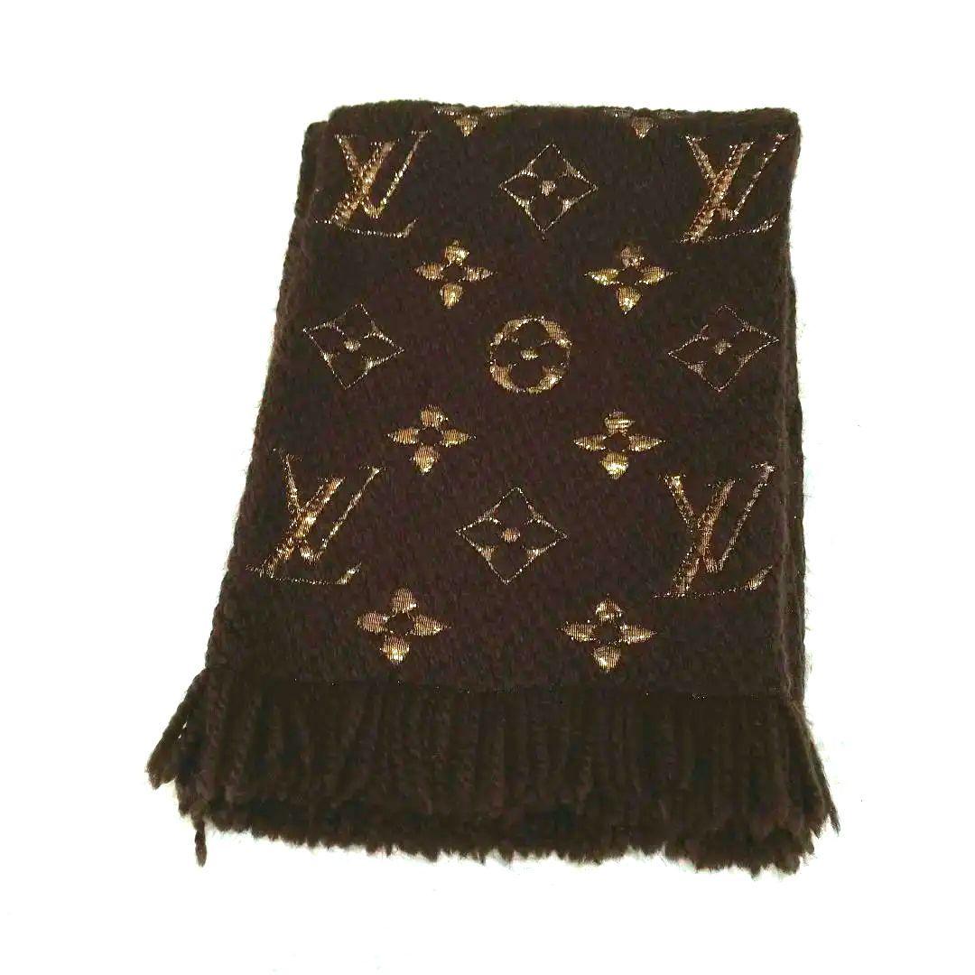 LOUIS VUITTONルイヴィトン国内正規ロゴマニアモノグラムマフラーマロン