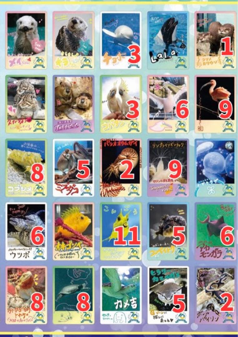 バラ売り　鳥羽水族館70周年記念コレクションカード