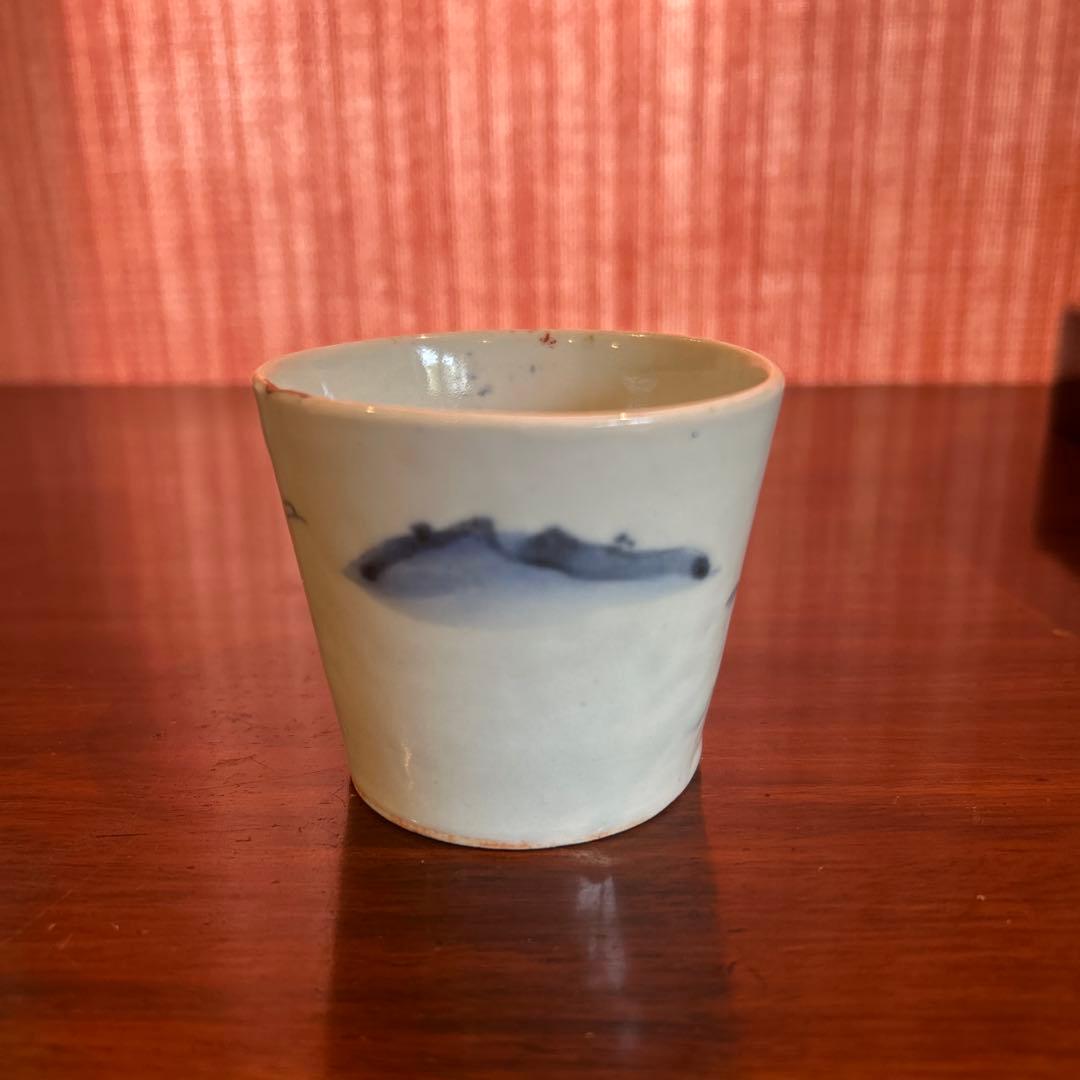 古伊万里　染め付け　蕎麦猪口　江戸中期　金継ぎ有り