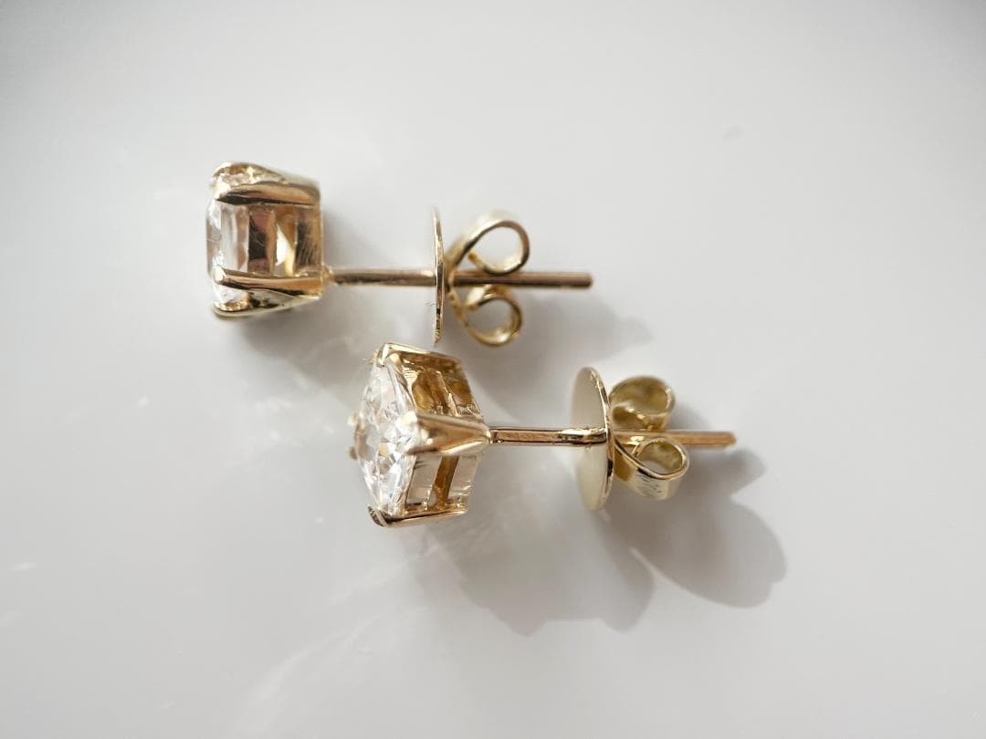 K9 スクエア スタッドピアス｜約2.8g｜イギリス　アンティーク