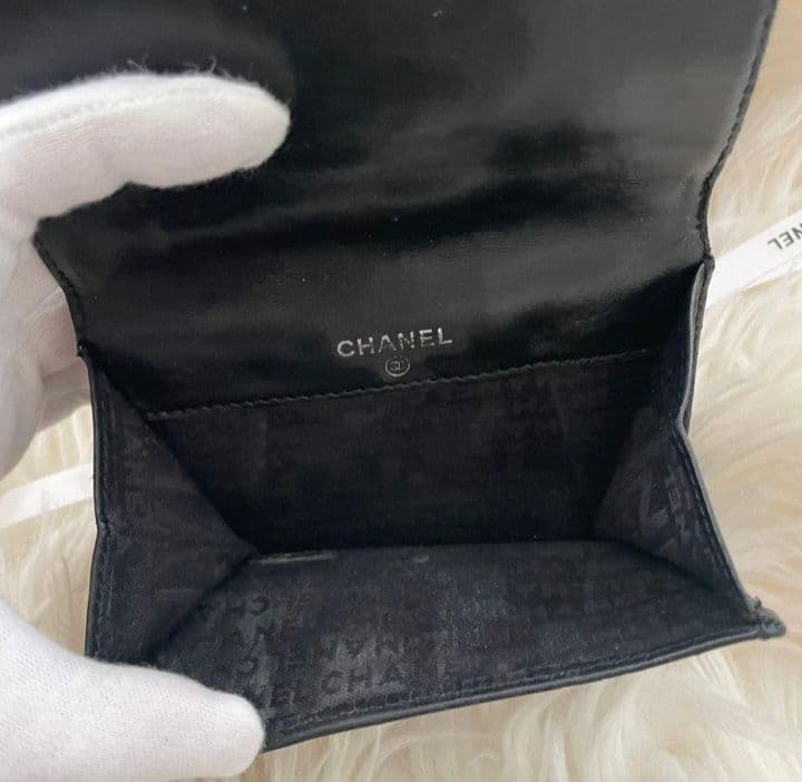 シャネル CHANEL 財布 二つ折り アイコンライン ココマーク ブラック