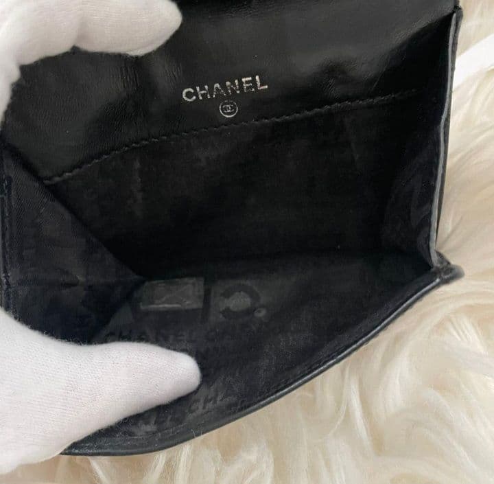 シャネル CHANEL 財布 二つ折り アイコンライン ココマーク ブラック