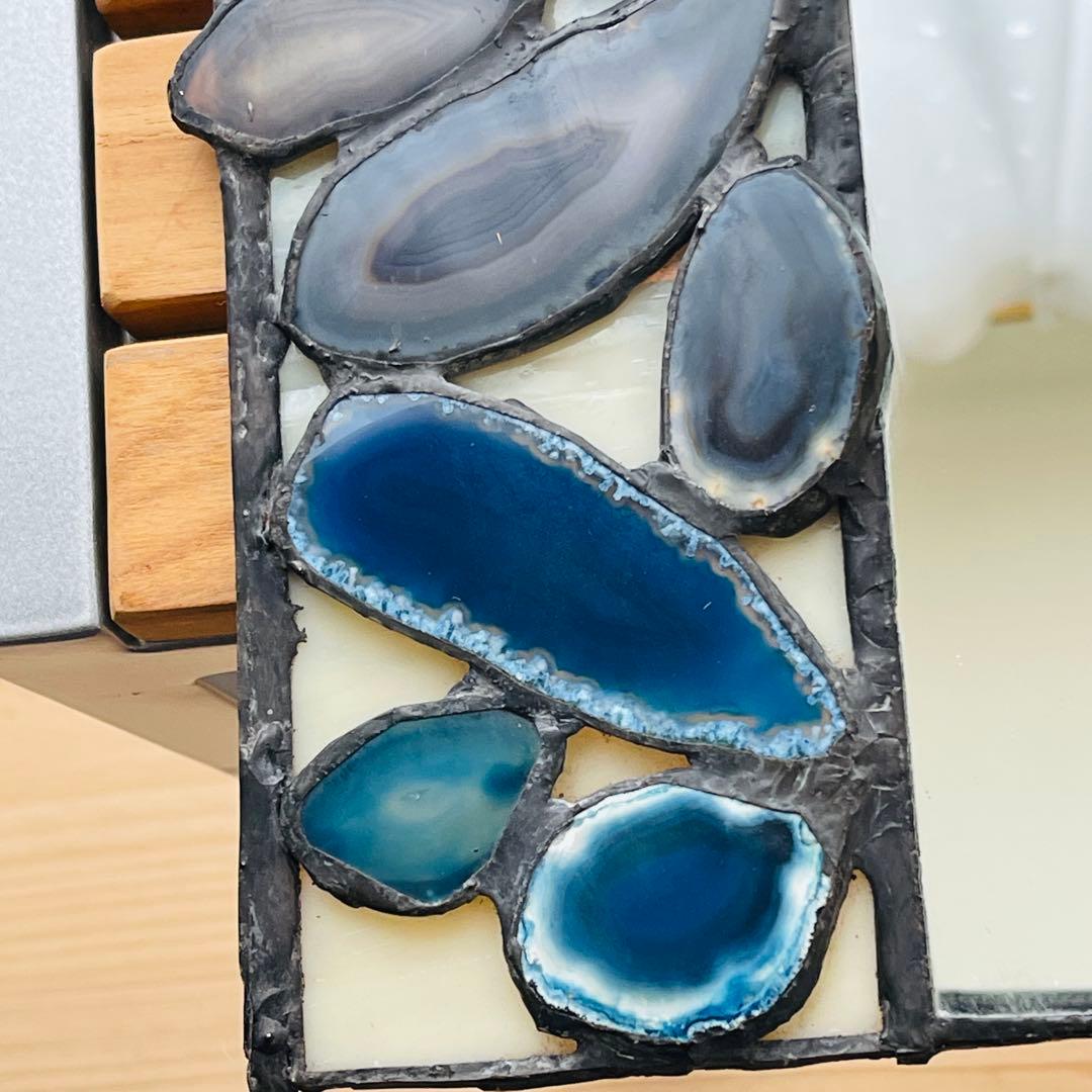 ✮レア✮ ステンドグラス　鏡　ミラー　壁掛け　メノウ　天然石