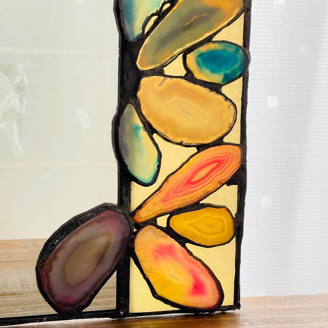 ✮レア✮ ステンドグラス　鏡　ミラー　壁掛け　メノウ　天然石